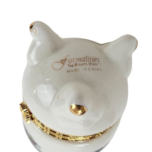 Formalities Baum Bros Egg Hinged Procelain Christmas Tree White Gold Trim - Picture 4 of 8